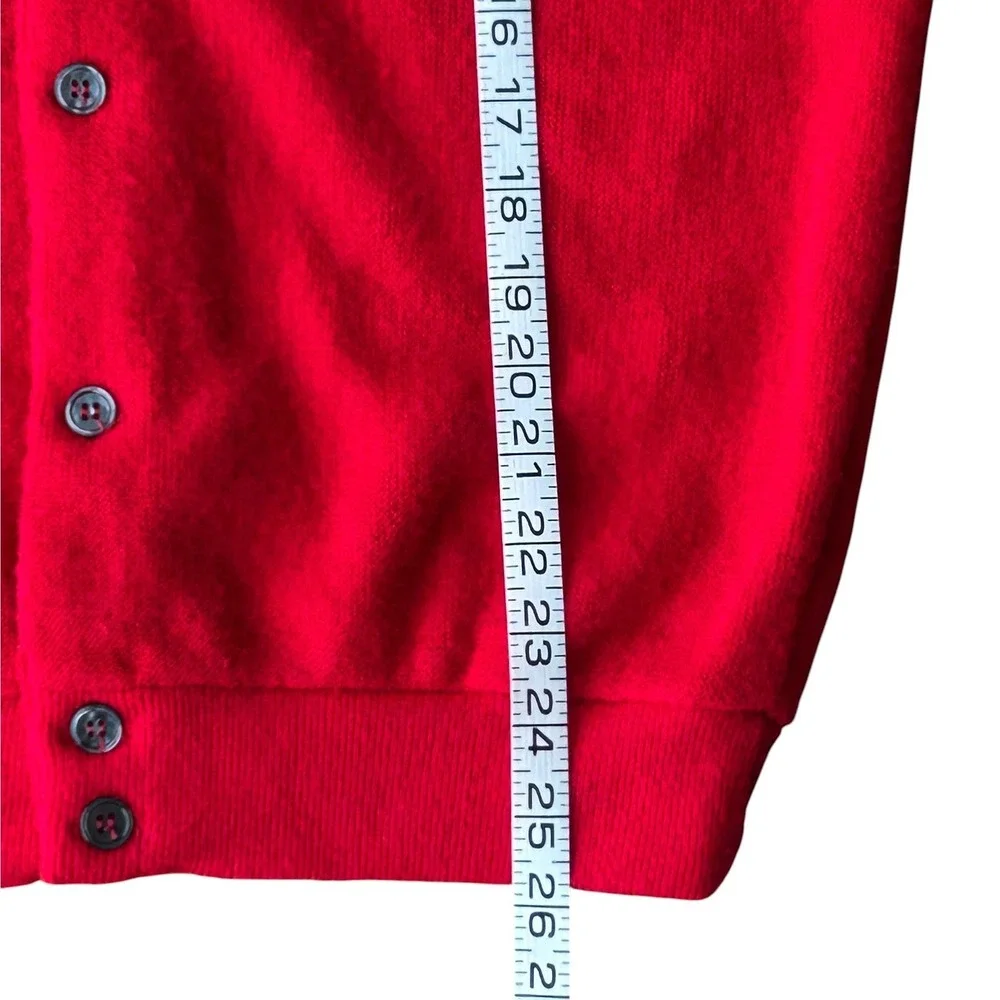 Vintage Izod Lacoste Red Cardigan Sweater Mens Medium Orlon Acrylic V-Neck Logo